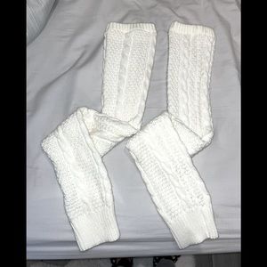 White woolly leg/arm warmers
